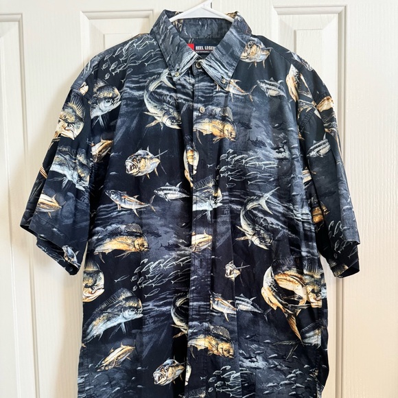 Reel Legends Other - Reel Legends Men's Navy Salt Water Fish Short Sleeve Shirt Size: Large